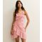 Women's Pink Polka Dot Frilly Trimmed Wrap Mini Dress Sunshine Soul New Look