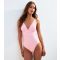 Women's Pink Textured Swimsuit Gini London New Look