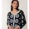 Women's Black Floral Crochet Knit Cardigan Blue Vanilla New Look
