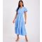 Women's Blue Wrap Textured Midi Dress Quiz New Look