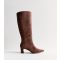 Women's Brown Boomer Faux Suede Knee High Boots Public Desire New Look
