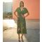 Women's Green Bird Floral Print Wrap Style Midi Dress Yumi New Look
