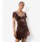 Women's Velvet Side Ruched Dress Apricot New Look