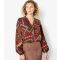 Women's Burgundy Patchwork Ruffle Blouse Apricot New Look
