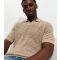 Men's Stone Regular Open Knit Polo Shirt Only and Sons New Look