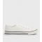 Women's White Canvas Stripe Sole Trainers Vegan New Look