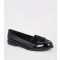 Women's Black Patent Front Tassel Trim Loafers Vegan New Look