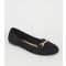 Women's Black Suedette Metal Bar Front Loafers Vegan New Look