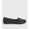 Women's Wide Fit Black Suedette Metal Trim Loafers Vegan New Look