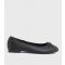 Women's Extra Wide Fit Black Bow Ballet Pumps Vegan New Look