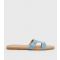Women's Pale Blue Faux Snake Cut Out Sliders Vegan New Look