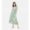 Women's Mint Green Floral Dip Hem Midaxi Wrap Dress Yumi New Look
