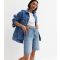 Women's Pale Blue Cotton Denim High Waist Long Shorts ONLY New Look