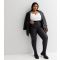 Women's Plus Size Black Coated Leather-Look High Waist Jeggings Curves New Look
