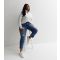Women's Plus Size Blue Ripped Ankle Grazing Hannah Straight Leg Jeans Curves New Look