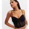 Women's Black Mesh Strappy Corset Crop Bralette New Look