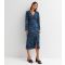 Women's Blue Animal Print Button Front Long Sleeve Midi Dress Gini London New Look