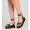 Women's Black Buckle Flatform Sandals South Beach New Look