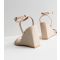 Little Mistress Off White Leather-Look Wedge Heel Sandals New Look