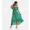 Women's Green Ditsy Floral Frill Dip Hem Maxi Dress Mela New Look