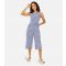 Women's Navy Ditsy Floral Tie Waist Crop Jumpsuit Mela New Look