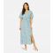Women's Green Ditsy Floral Shirred Midi Wrap Dress Yumi New Look