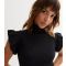 Women's Black Knit Frill Sleeve Top Cameo Rose New Look