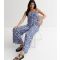 Blue Vanilla Blue Ditsy Floral Oversized Jumpsuit New Look