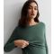 Mamalicious Maternity Light Green Ribbed Long Sleeve Midi Dress New Look