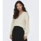 Women's Cream Ribbed Knit V Neck Jumper JDY New Look