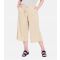 Women's Plus Size Stone Linen Blend Wide Leg Crop Trousers Curves Evans New Look