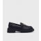 Women's Black Leather-Look Bar Trim Chunky Loafers London Rebel New Look