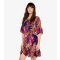 Women's Navy Tropical Leaf Mini Dress Apricot New Look