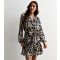 Women's Black Swirl Print Belted Mini Dress JDY New Look