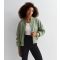 Women's Light Green Ruched Sleeve Oversized Bomber Jacket Cameo Rose New Look