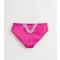 Curves Mid Pink Satin Embroidered Trim High Waist Thong New Look