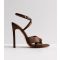 Women's Brown Satin Stiletto Heel Sandals Public Desire New Look