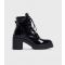 Women's Black Lace Up Heeled Boots London Rebel New Look