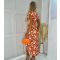 Missfiga Orange Floral Midi Dress New Look