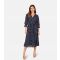 Women's Navy Metallic Diamond Print Wrap Midi Dress Yumi New Look