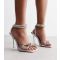 Women's Wide Fit Silver Diamanté Stiletto Heel Sandals Public Desire New Look