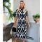 Women's Black and White Print Midi Dress AX Paris New Look