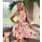 Women's Cream Floral Satin Halter Mini Dress AX Paris New Look