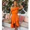 Women's Bright Orange One Shoulder Midi Dress AX Paris New Look