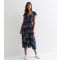 Women's Navy Animal Print Button Front Midi Dress Blue Vanilla New Look