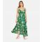 Women's Green Floral Frill Midi Dress Mela New Look