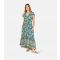 Women's Green Abstract Print Tiered Midi Dress Yumi New Look