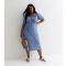 Women's Plus Size Blue Ditsy Floral Keyhole Midi Dress Curves Blue Vanilla New Look