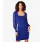 Women's Blue Ribbed Chiffon Square Neck Long Sleeve Mini Dress Apricot New Look