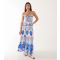 Women's Blue Abstract Print Strappy Maxi Dress Blue Vanilla New Look